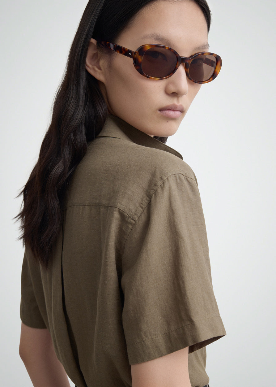 Delphine Havana Oval Sunglasses